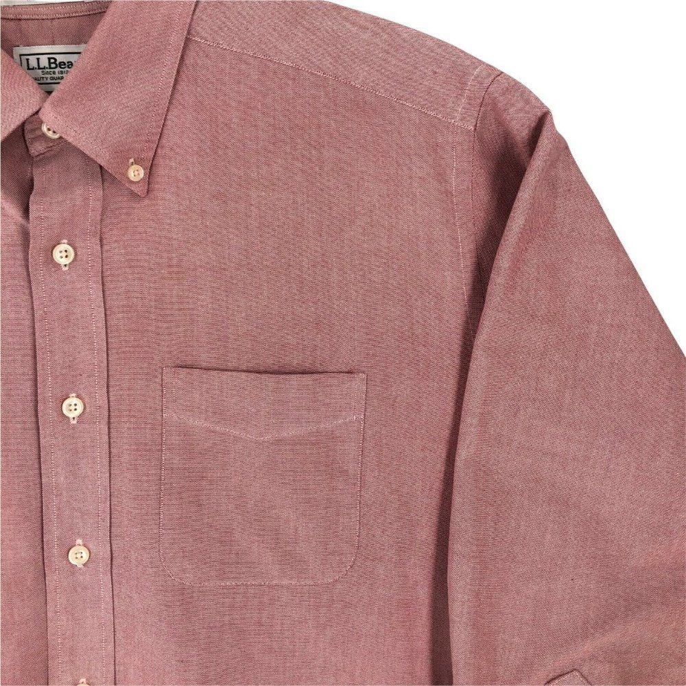 LL Bean Mens Shirt 16 1/2 - 32 Brick Button Down Collared Long Sleeve Pocket EUC - Picture 4 of 12